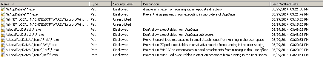 Disable .exe’s from running inside any user %appdata% directory – GPO